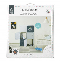 Rangement modulable - 6 cubes - L 60 x l 30 cm x H 90 cm - Gris