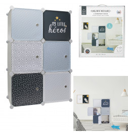 Rangement modulable - 6 cubes - L 60 x l 30 cm x H 90 cm - Gris