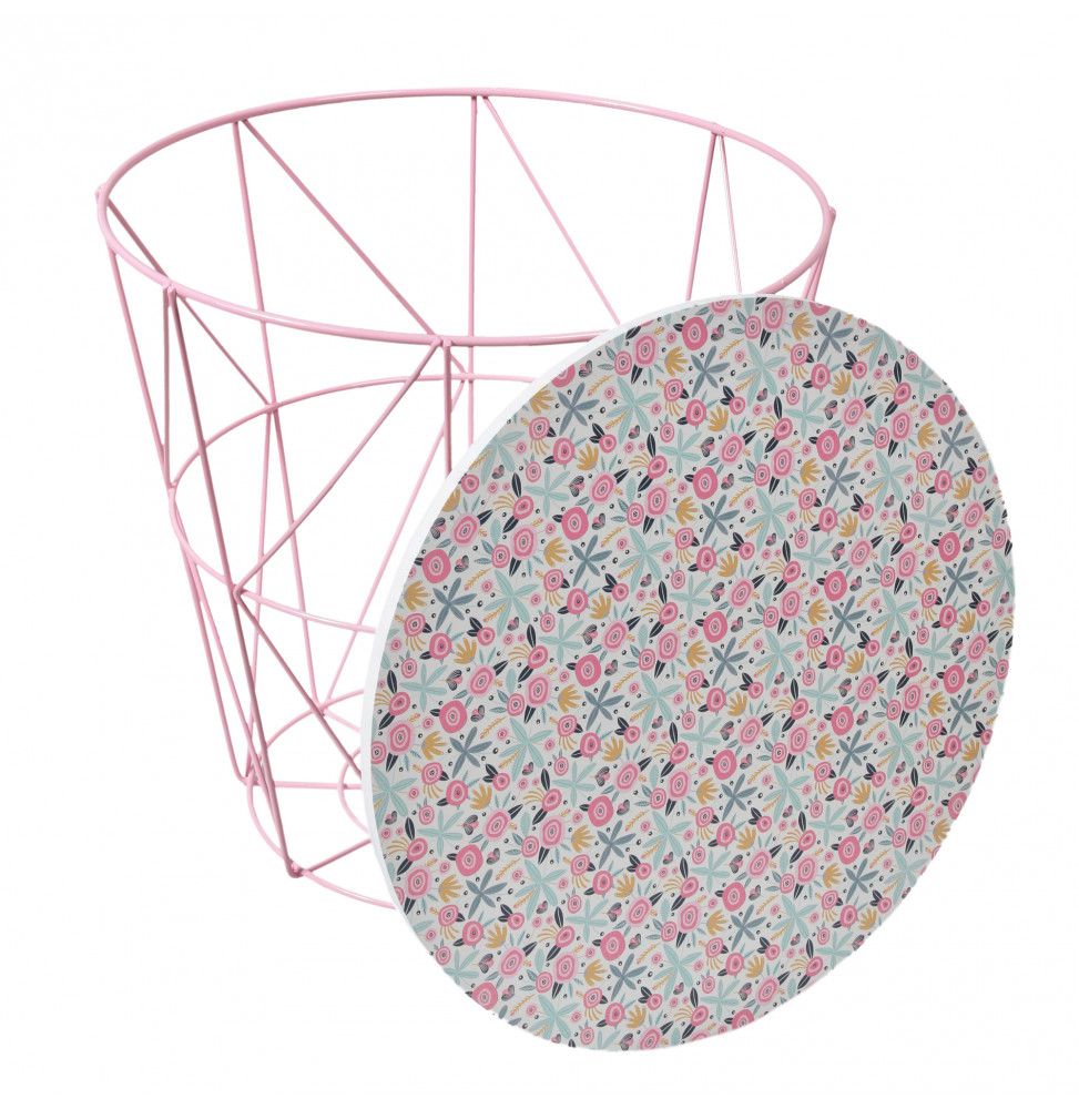 Table d'appoint avec rangement - Liberty - D 29,8 cm - Rose