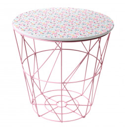 Table d'appoint avec rangement - Liberty - D 29,8 cm - Rose