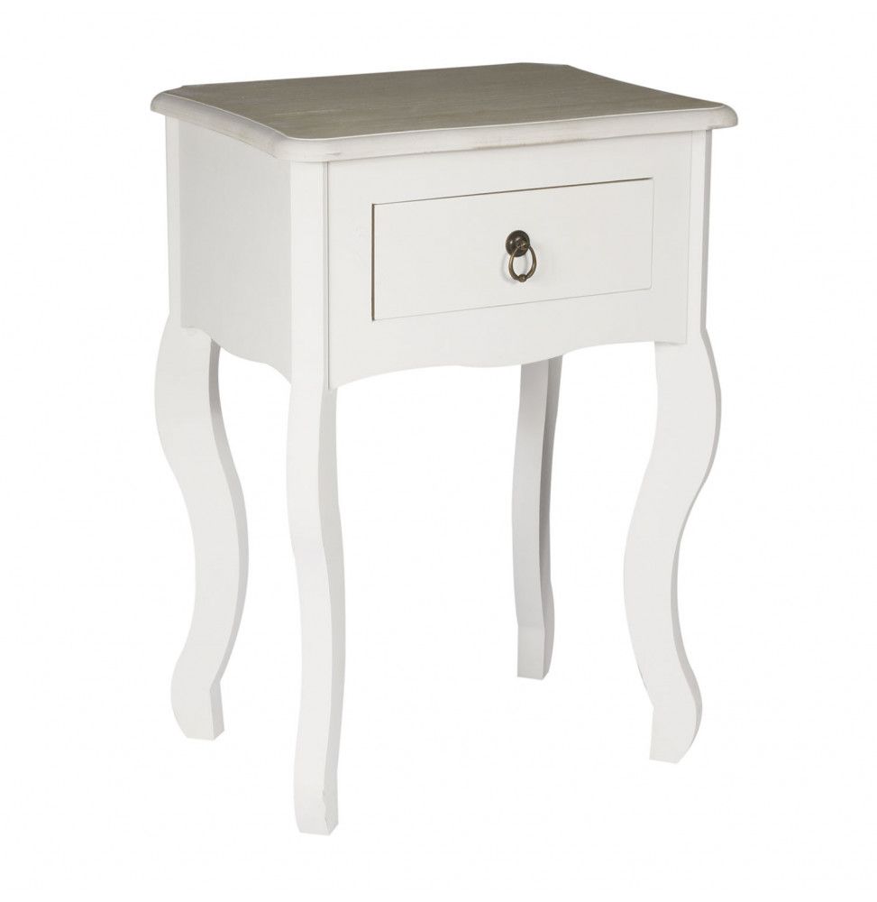 Table de chevet - Victoria - L 40 cm x l 30 cm x H 56.3 cm - Blanc