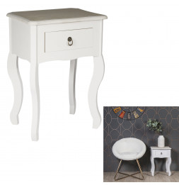 Table de chevet - Victoria - L 40 cm x l 30 cm x H 56.3 cm - Blanc