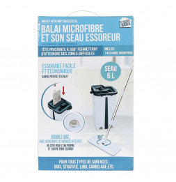 Balai microfibre avec seau essoreur - 6 L - Gris