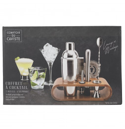 Coffret à cocktail - Support en bambou - L 27,6 cm x l 25 cm x H 10,5 cm