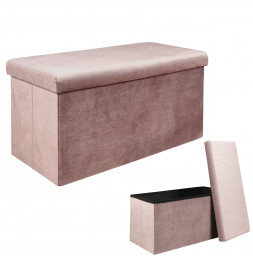 Banc coffre - Velours - Giulia - L 76 cm x 38 x 38 cm - Rose