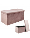 Banc coffre - Velours - Giulia - L 76 cm x 38 x 38 cm - Rose