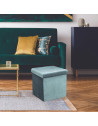 Pouf coffre - Velours - Giulia - L 76 cm x 38 x 38 cm - Bleu
