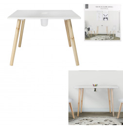 Table avec port à crayons - Gribouille - 60 x 60 cm x H 42 cm - Blanc
