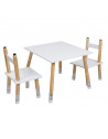 Table avec 2 chaises forme crayon - Pieds en pin