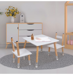 Table avec 2 chaises forme crayon - Pieds en pin