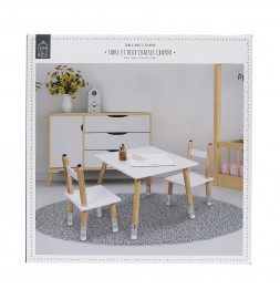 Table avec 2 chaises forme crayon - Pieds en pin