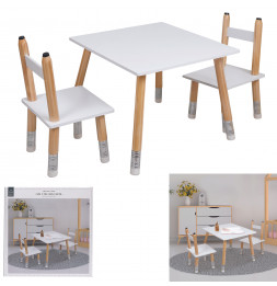 Table avec 2 chaises forme crayon - Pieds en pin
