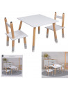 Table avec 2 chaises forme crayon - Pieds en pin