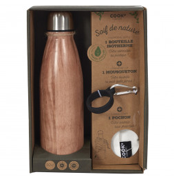 Coffret bouteille Isotherme - L 26 cm x l 12 cm x H 7 cm - Bois