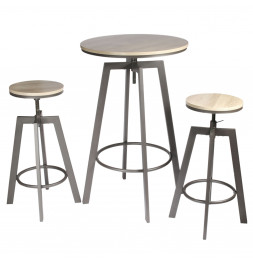 Table mange debout avec 2 tabourets réglables  - D 64 cm