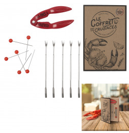 Coffret crustacés - Pique fourchette et pince - Bois