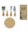 Coffret fromages - Couteau et planche - 14 x 14 cm - Bois