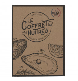 Coffret huitres - Couteau et fourchette - L 20 x l 18 cm - Bois