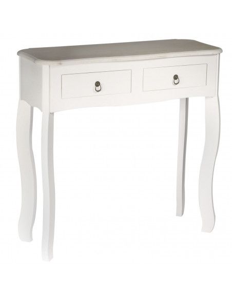 Console en bois - L 80 x l 30 cm x H 78 cm - Victoria - Blanc