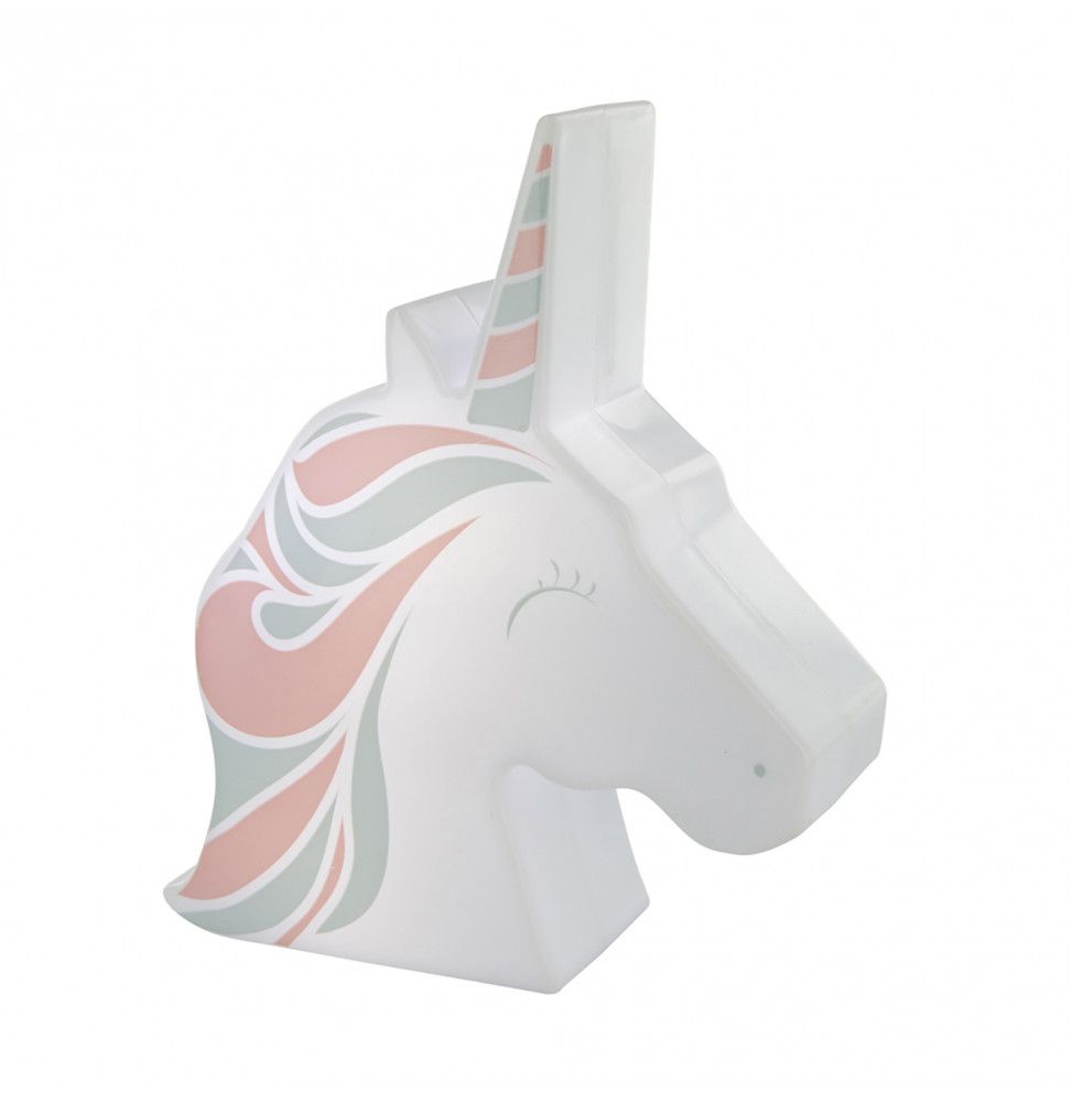 Veilleuse Licorne - Projection murale - L 14 cm x l 4,3 cm x H 15,5 cm - Blanc