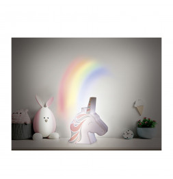 Veilleuse Licorne - Projection murale - L 14 cm x l 4,3 cm x H 15,5 cm - Blanc