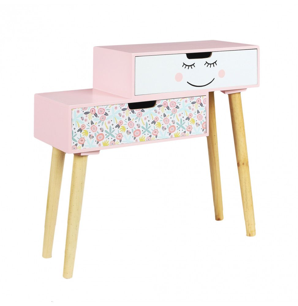 Table de chevet - Liberty - L 54,5 cm x l 21.5 cm x H 51 cm - Rose