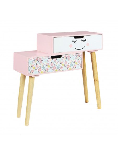 Table de chevet - Liberty - L 54,5 cm x l 21.5 cm x H 51 cm - Rose