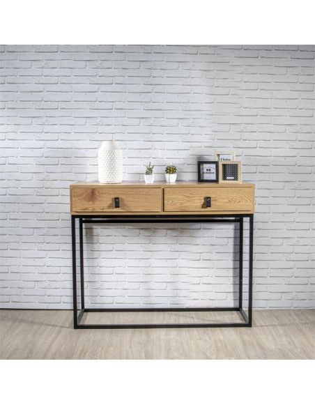 Console en bois - L 100 x l 35 cm - Noir