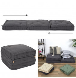 Futon pliable - L 180 x l 60 cm - Gris