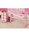 Caisson sur roulettes - Blanc et rose - Pierre - Meuble 6 tiroirs pour bureau