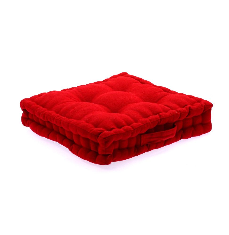 Coussin de sol matelassé - 40 x 40 cm - Rouge - Galette de sol