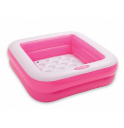 Pataugeoire carrée rembourée - Rose et blanc - Petite piscine gonflable