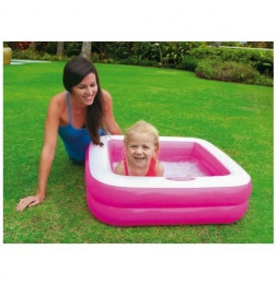 Pataugeoire carrée rembourée - Rose et blanc - Petite piscine gonflable