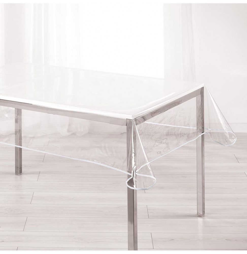 Nappe cristal rectangle en PVC Biais - 140 x 240 cm - Blanc