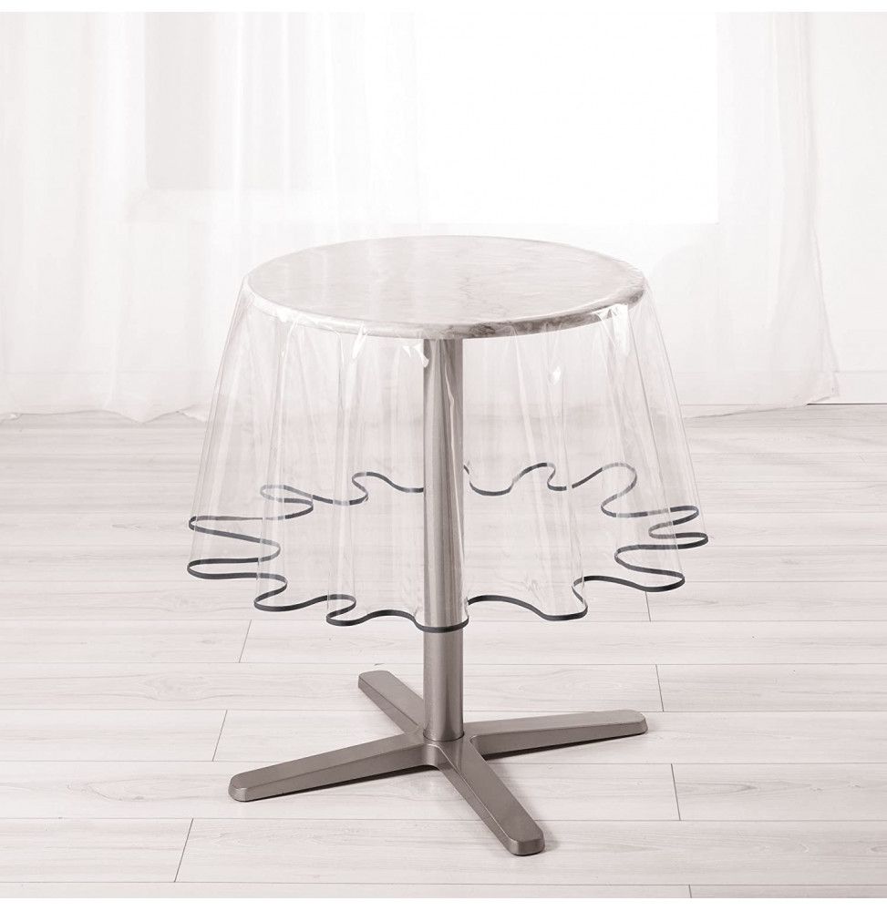 Nappe cristal ronde en PVC Biais - D 180 cm - Anthracite