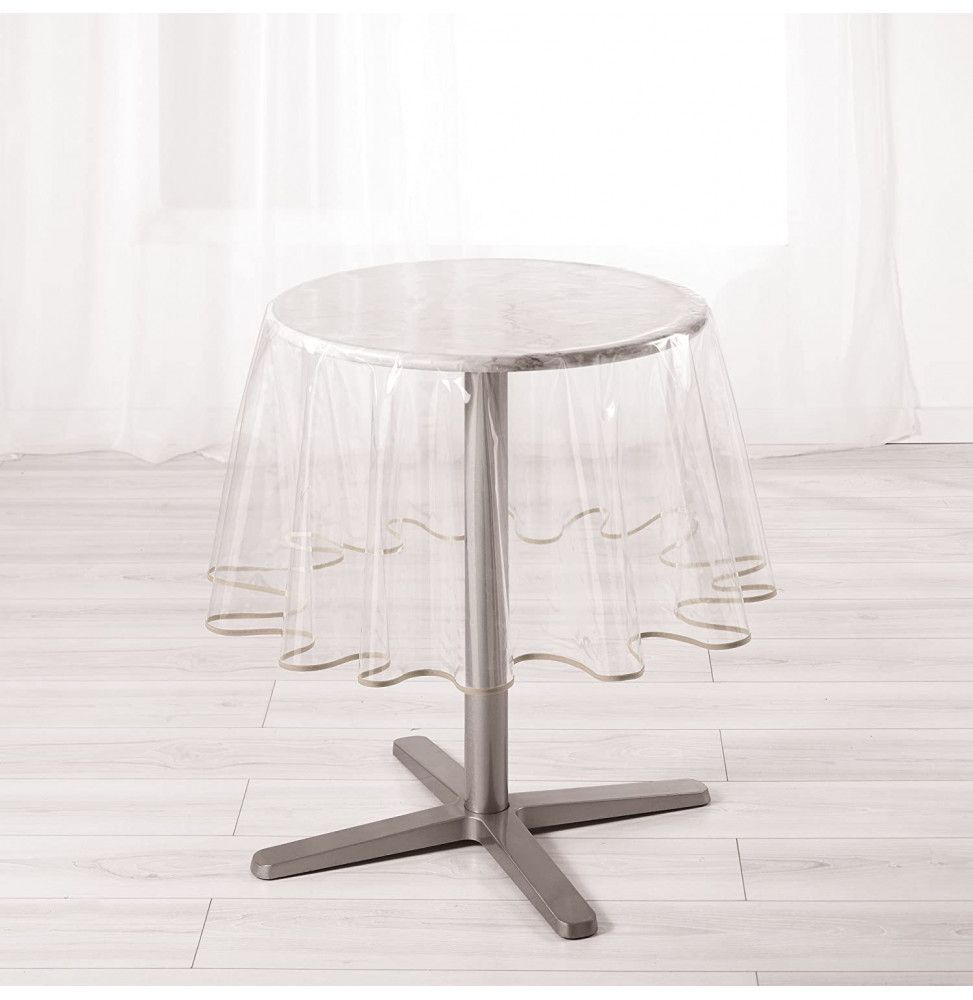 Nappe cristal ronde en PVC Biais - D 180 cm - Taupe