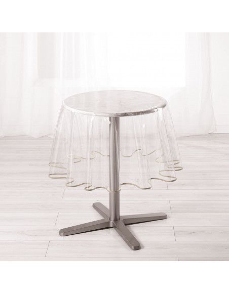 Nappe cristal ronde en PVC Biais - D 180 cm - Taupe