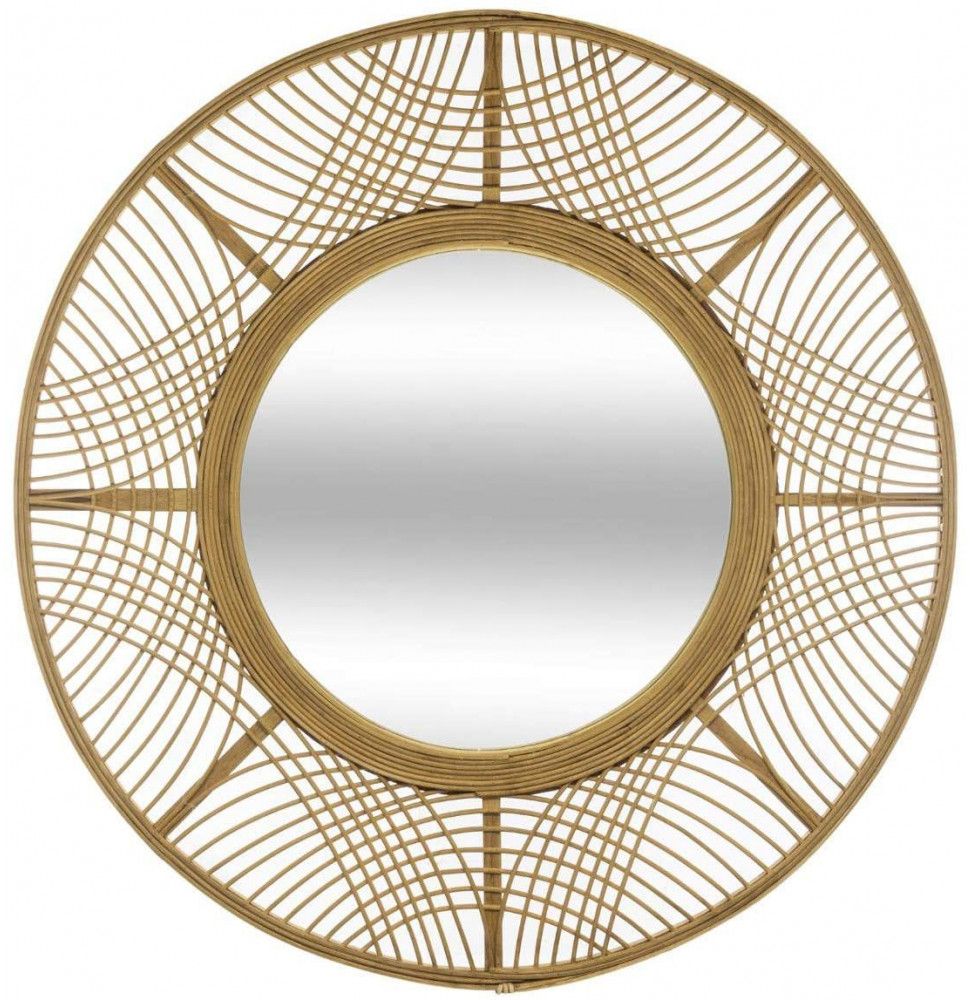 Miroir rond Ina en bambou  - D 70 cm - Beige