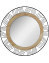 Miroir rond Joe en fer et bois  - D 45 cm - Noir