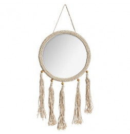 Miroir rond Été en corde  - L 31 x H 52 cm - Beige