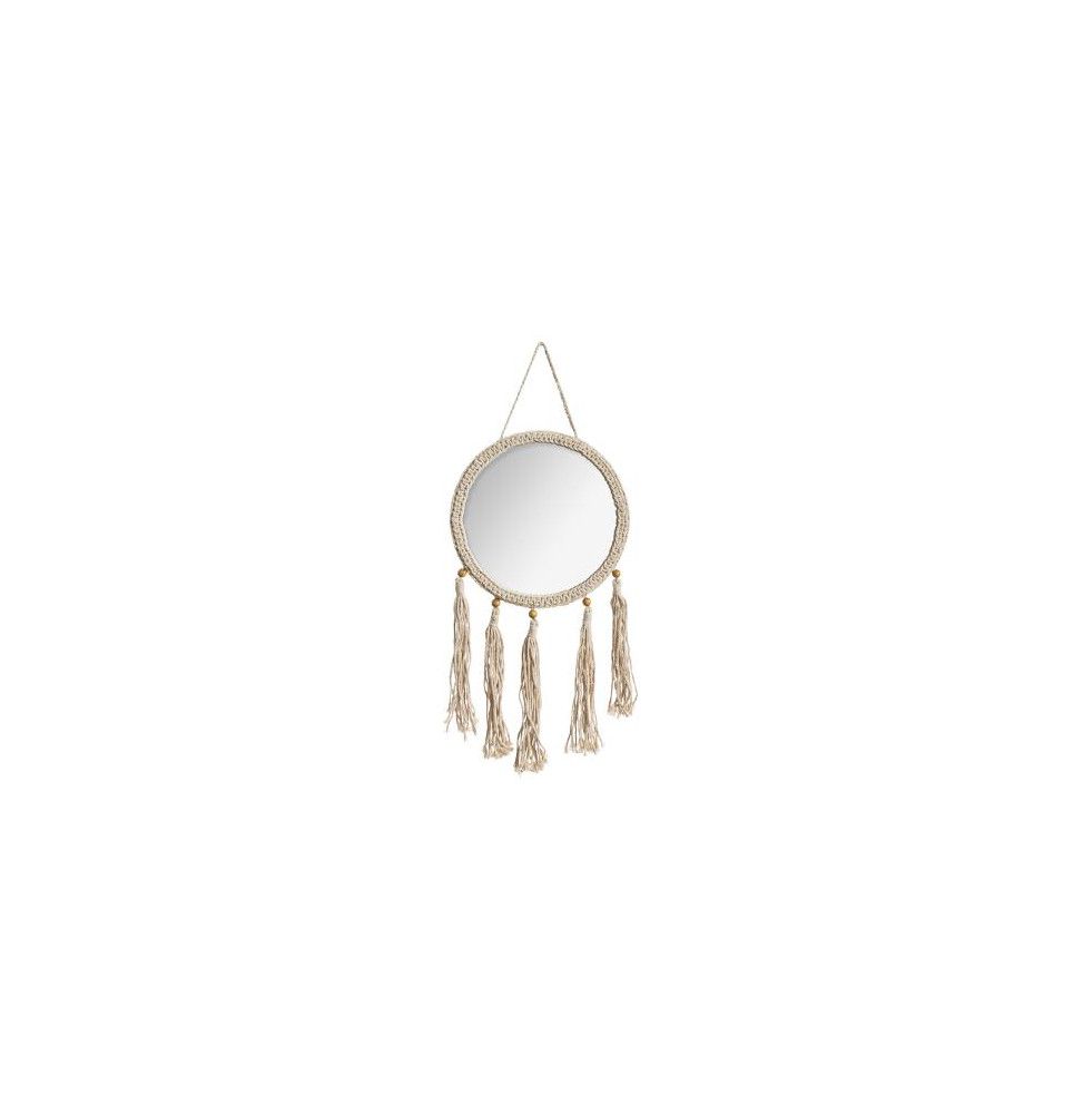 Miroir rond Été en corde - L 31 x H 52 cm - Beige