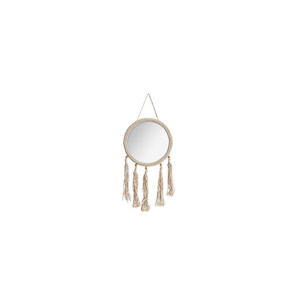 Miroir rond Été en corde  - L 31 x H 52 cm - Beige