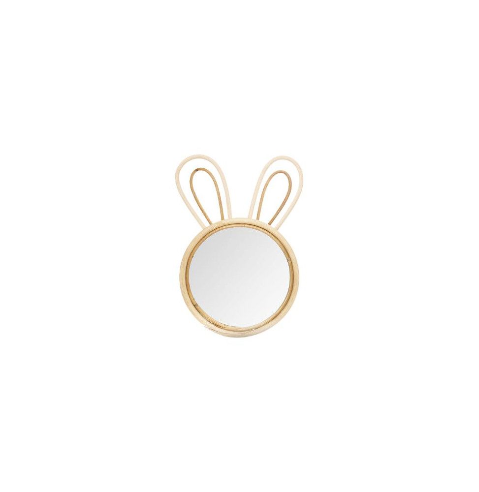 Miroir rond Lapin - L 24 x H 38 cm - Beige