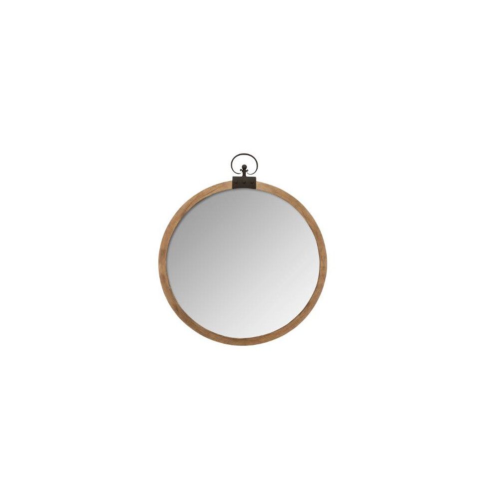 Miroir rond Gousset en bois - D 74 cm - Marron