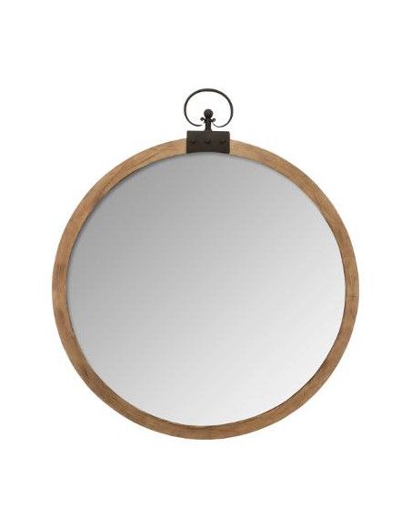 Miroir rond Gousset en bois - D 74 cm - Marron