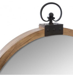 Miroir rond Gousset en bois - D 74 cm - Marron