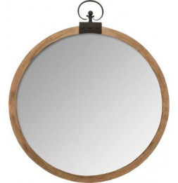 Miroir rond Gousset en bois - D 74 cm - Marron