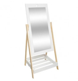 Miroir sur pied avec tablette - L 46,5 x l 40 x H 102 cm - Blanc