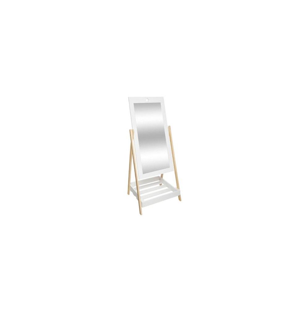 Miroir sur pied avec tablette - L 46,5 x l 40 x H 102 cm - Blanc