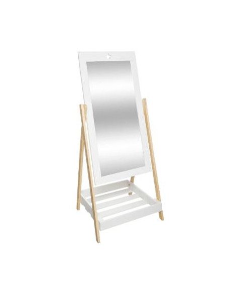 Miroir sur pied avec tablette - L 46,5 x l 40 x H 102 cm - Blanc